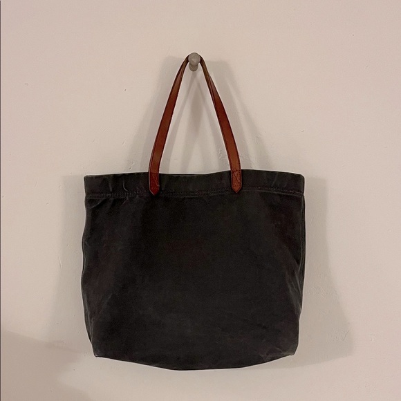 Madewell Handbags - Madewell dark navy Tote with Brown leather Handles